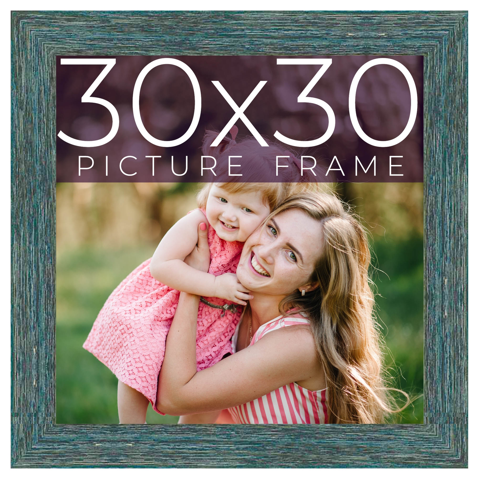 Gustav 30x30 Blue Picture Frame - Wood Picture Frame Complete with UV Acrylic, Foam Board Backing & Hanging, Size: 30 x 30